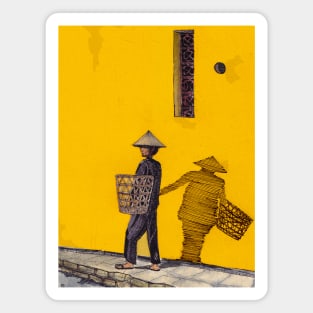 Market Salesman In Hoi An Vietnam Illustration Magnet